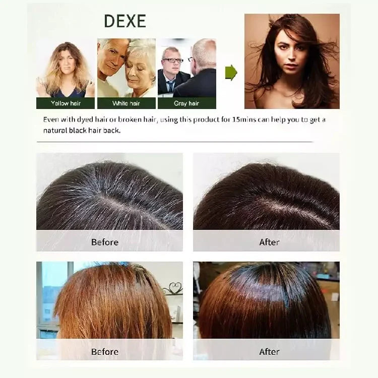 Dexe Argan Speedy Hair Colour Shampoo 420ml Instant Black Hair Dye For Curly Hair