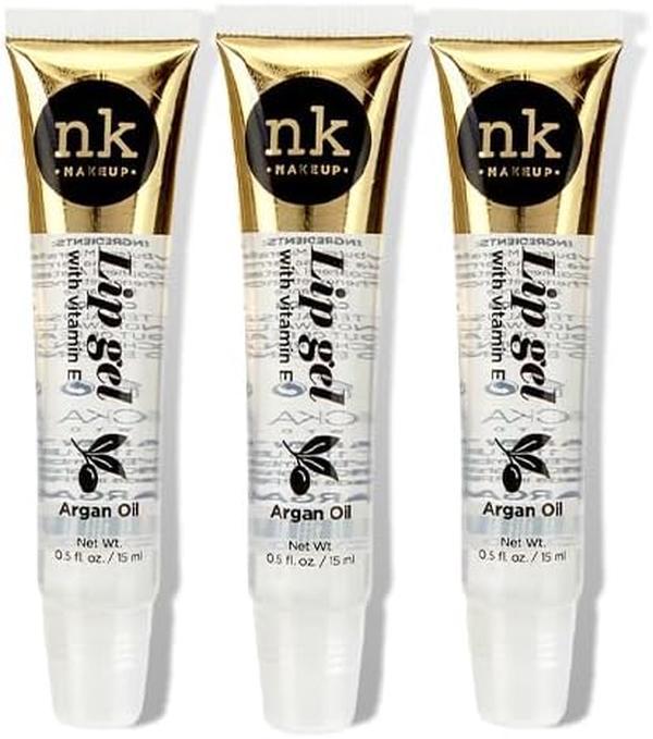 NK lip gloss gel 15ml Vitamin E, Shiny, Nourishes, Lip gel (Argan Oil, Pack Of 3)
