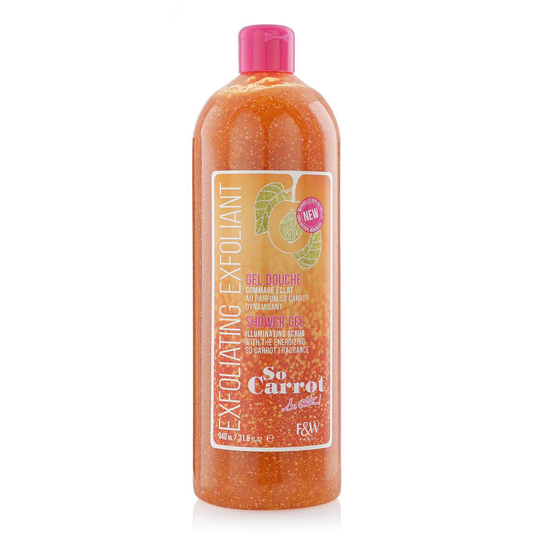 Fair & White So Carrot Exfoliating Shower Gel 940ml - Apricot Seed Powder & Glycerin Enriched for Radiant Skin