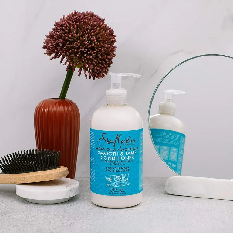 Shea Moisture Argan Oil & Almond Milk Smooth & Tame Conditioner 13 oz / 384 ml - Transform dry, frizzy hair with Shea Moistur