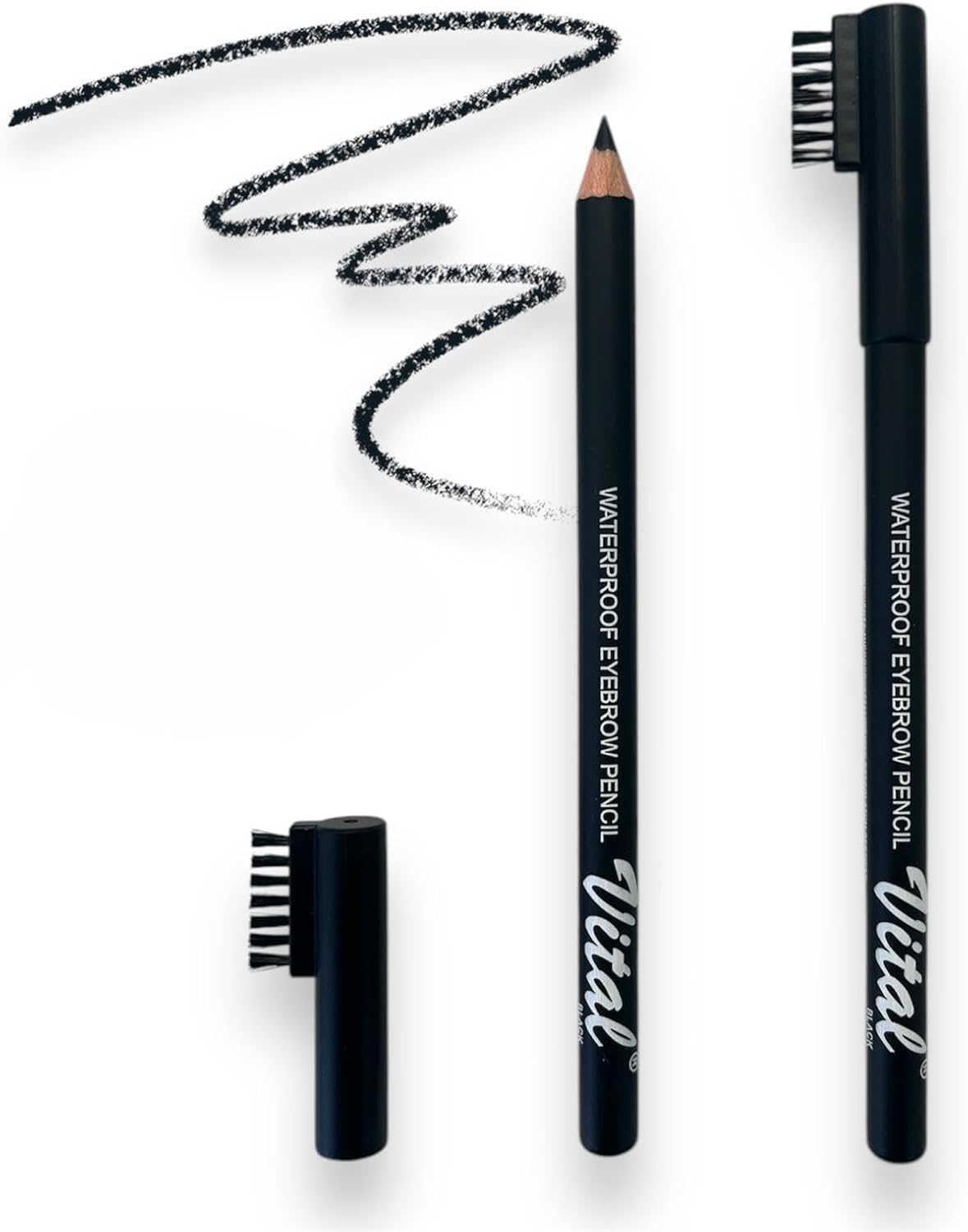 Vital Natural Definer Eyebrow Pencil With Brush -2 in 1 Precise Brow, Waterproof, Long Lasting & Easy Applicato (Dark Brown/Brown/Black)