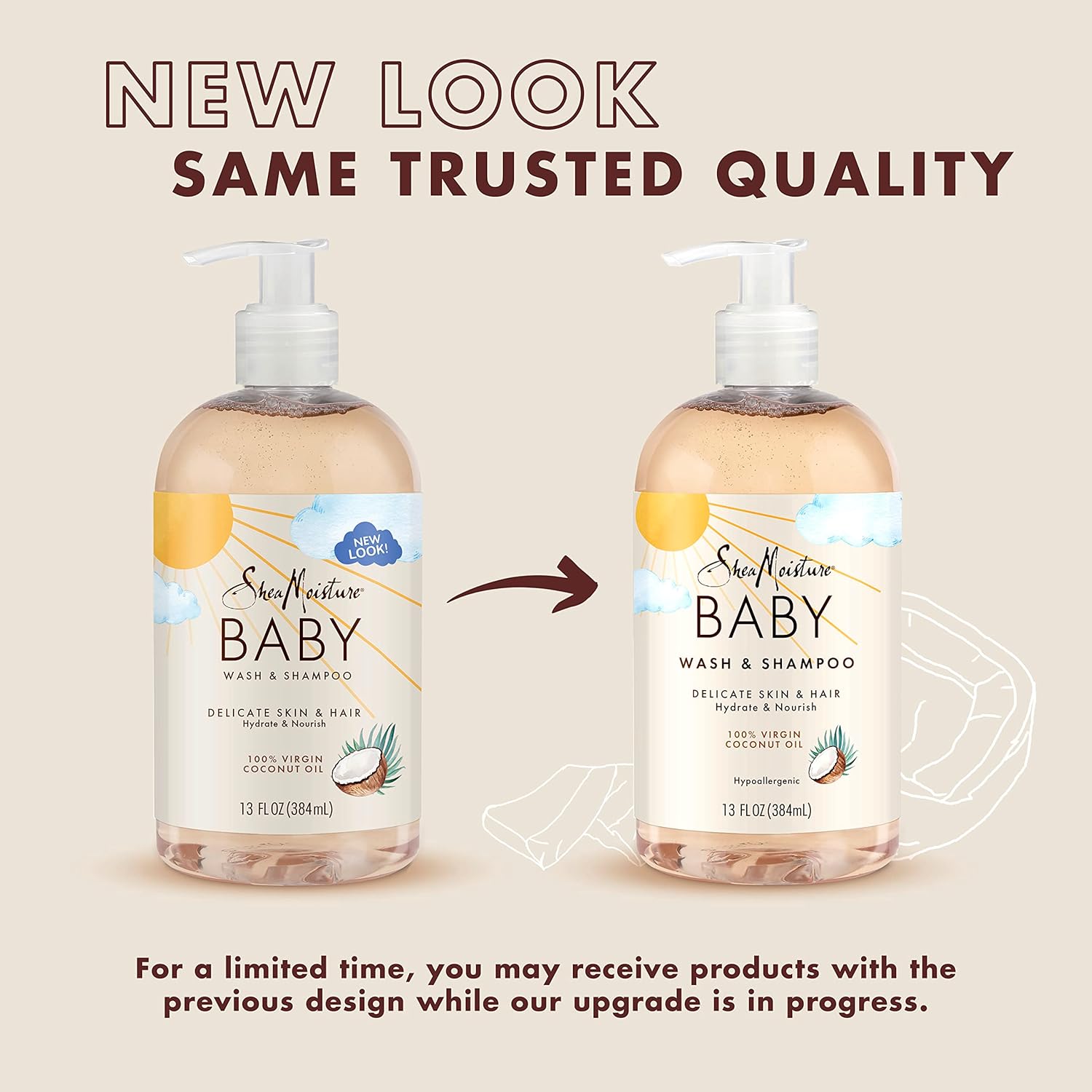 Shea Moisture 100% Virgin Coconut Oil Baby Wash & Shampoo 13 oz / 384 ml - Nourish and soothe your baby's delicate skin and h