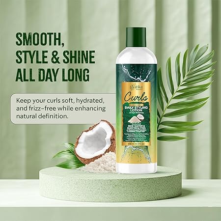 Vatika Naturals Curls Daily Styling Lotion – Rice Water & Electrolytes Hair Lotion