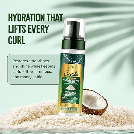 Vatika Naturals Curls Curl Defining Mousse – Rice Water & Electrolytes Styling Foam