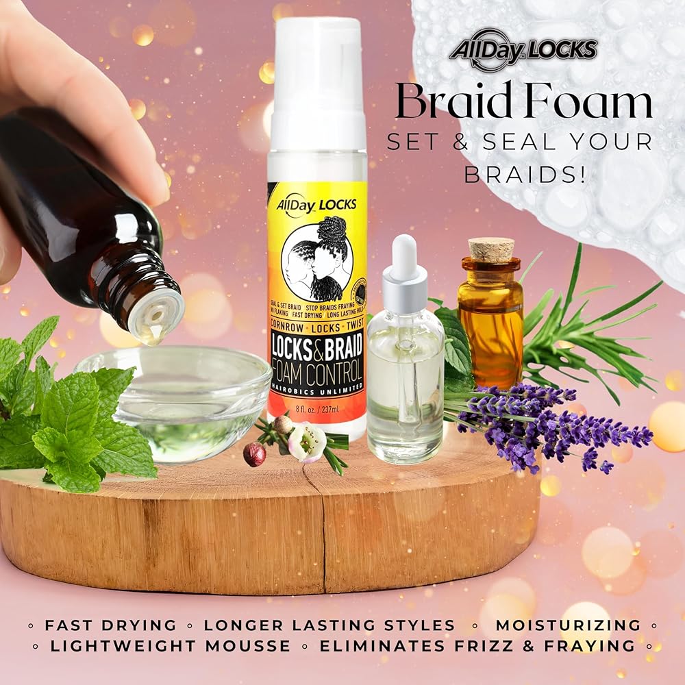 All Day Locks & Braid Foam Control 8 oz back label