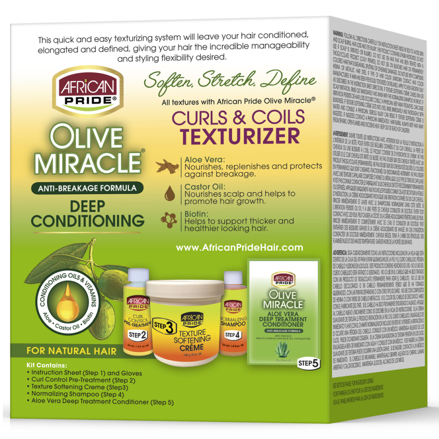 African Pride Olive Miracle Curls & Coils Texturizer - improves manageability and