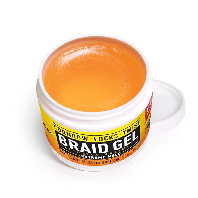 All Day Locks Braid Gel Extreme Hold 5 oz in use