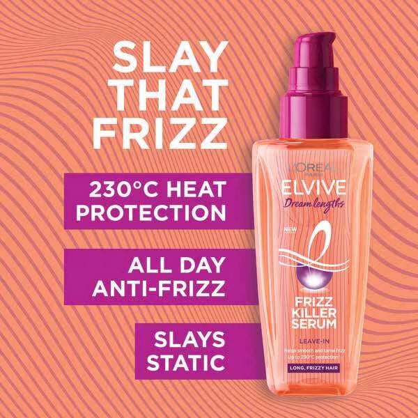 L'Oréal Elvive Dream Lengths Frizz Killer Serum for Long, Frizzy Hair 100 ml/3.38 oz - Combat frizz and static with L'Oréal E