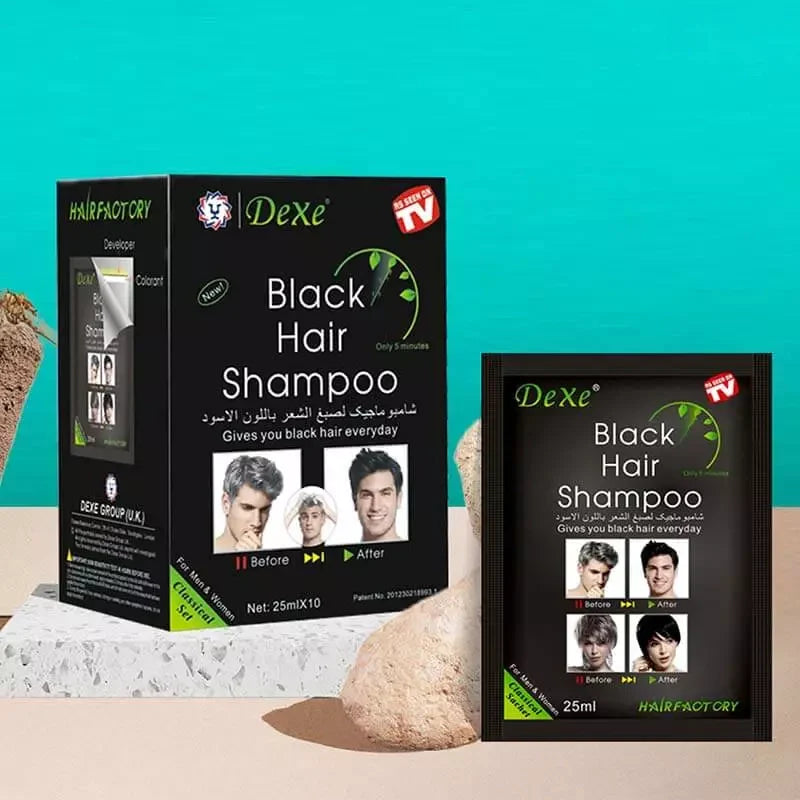 Dexe Black Hair Shampoo 25ml x 10 Pack Portable Travel Size Hair Colour Kit