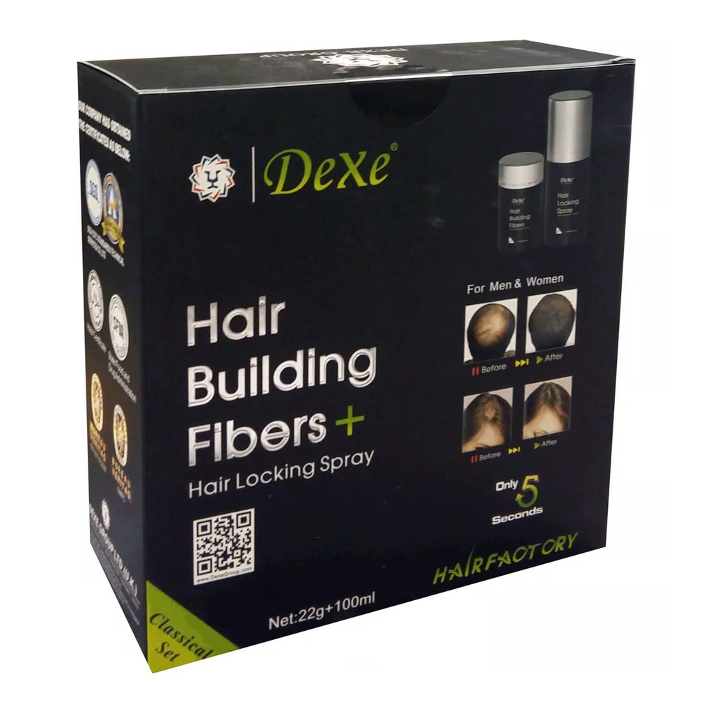 Dexe Hair Building Fibers 22g + 100ml Spray Instant Hair Volumiser For Thinning Hair