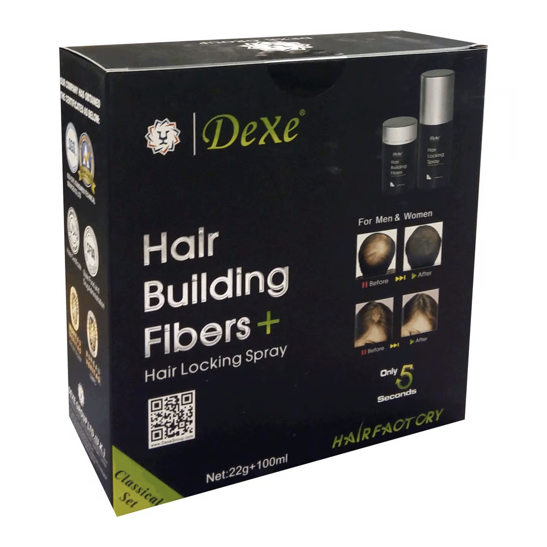Dexe Hair Building Fibers 22g + 100ml Spray Instant Hair Volumiser For Thinning Hair