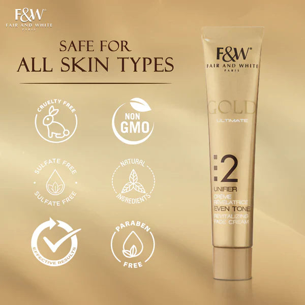 Key Benefits with Icon Fair And White 2 Gold Revitalizing Fade Cream 50ml 