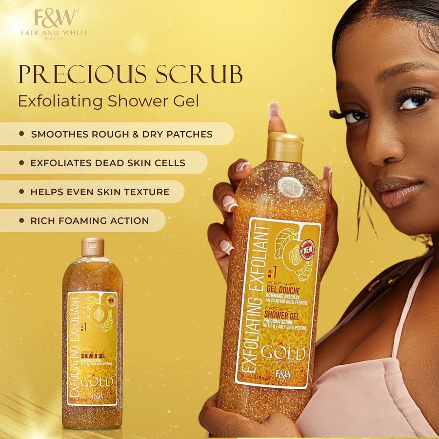 F&W Exfoliating Shower Gel smoothes with rough and dry patches help even skin texture 
