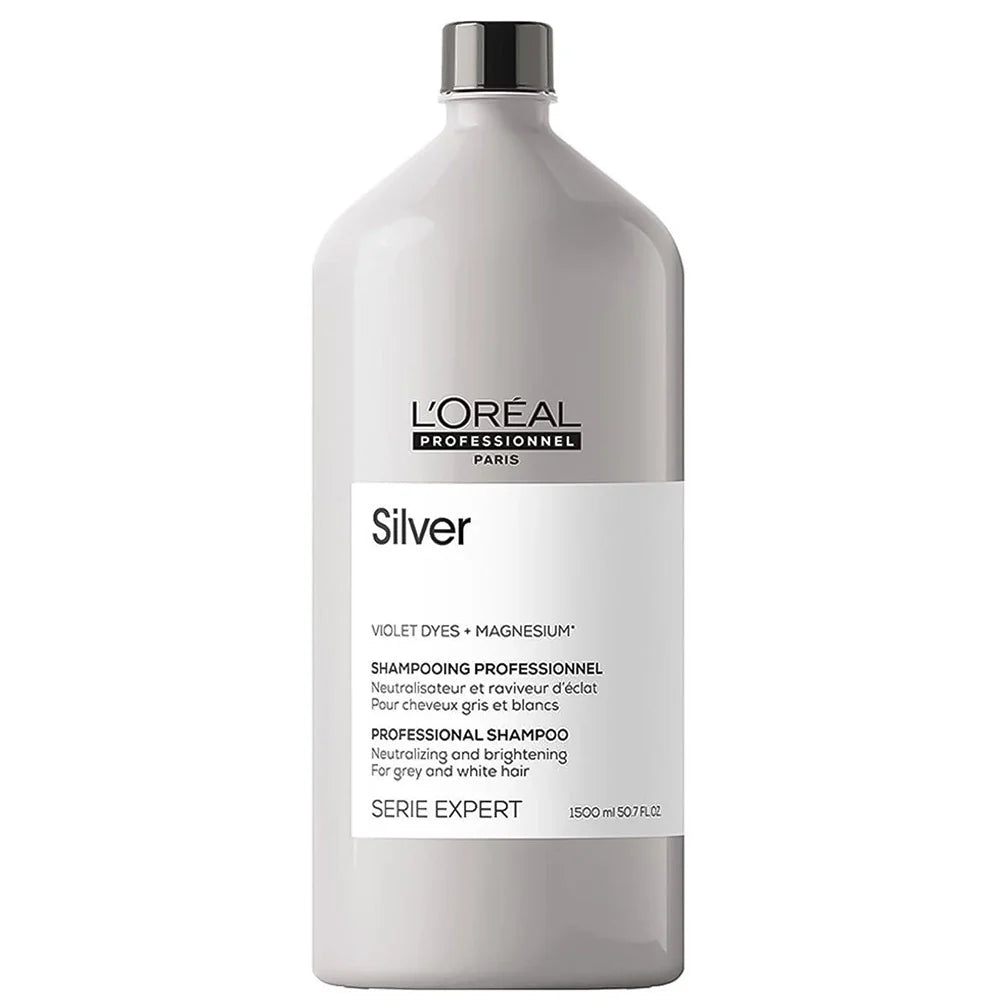 L'Oréal Professionnel Serié Expert Silver Shampoo Neutralises Yellow Tones & Brightens for Grey, White, or Blonde Hair 1500 m