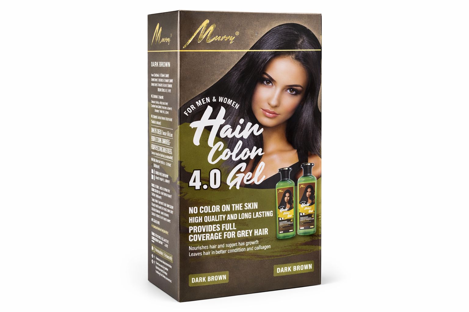 Nami Hair Color 4.0 Gel Dark Brown – 2 × 500ml | No‑Stain Long‑Lasting Grey Coverage for Men & Women
