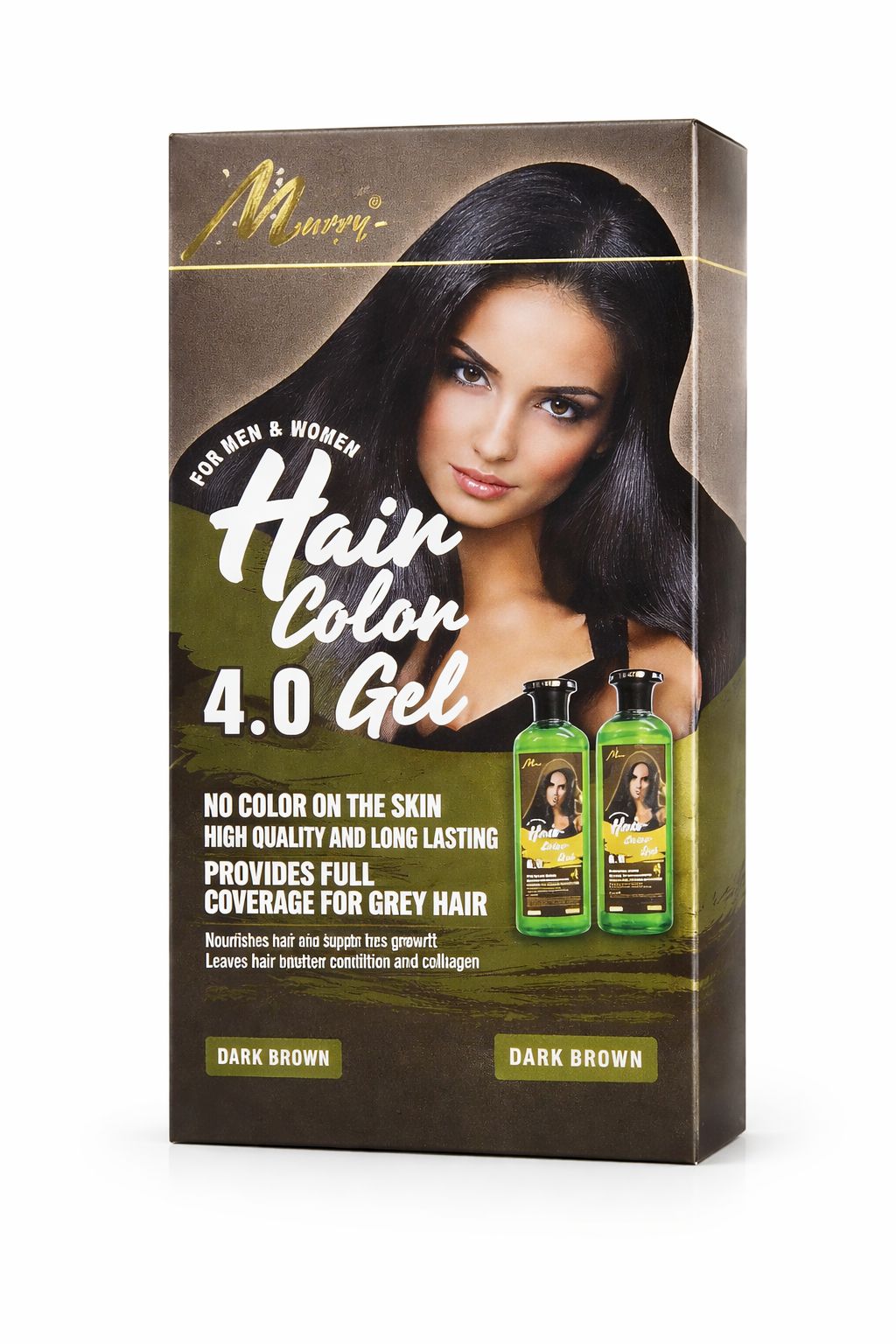Nami Hair Color 4.0 Gel Dark Brown – 2 × 500ml | No‑Stain Long‑Lasting Grey Coverage for Men & Women