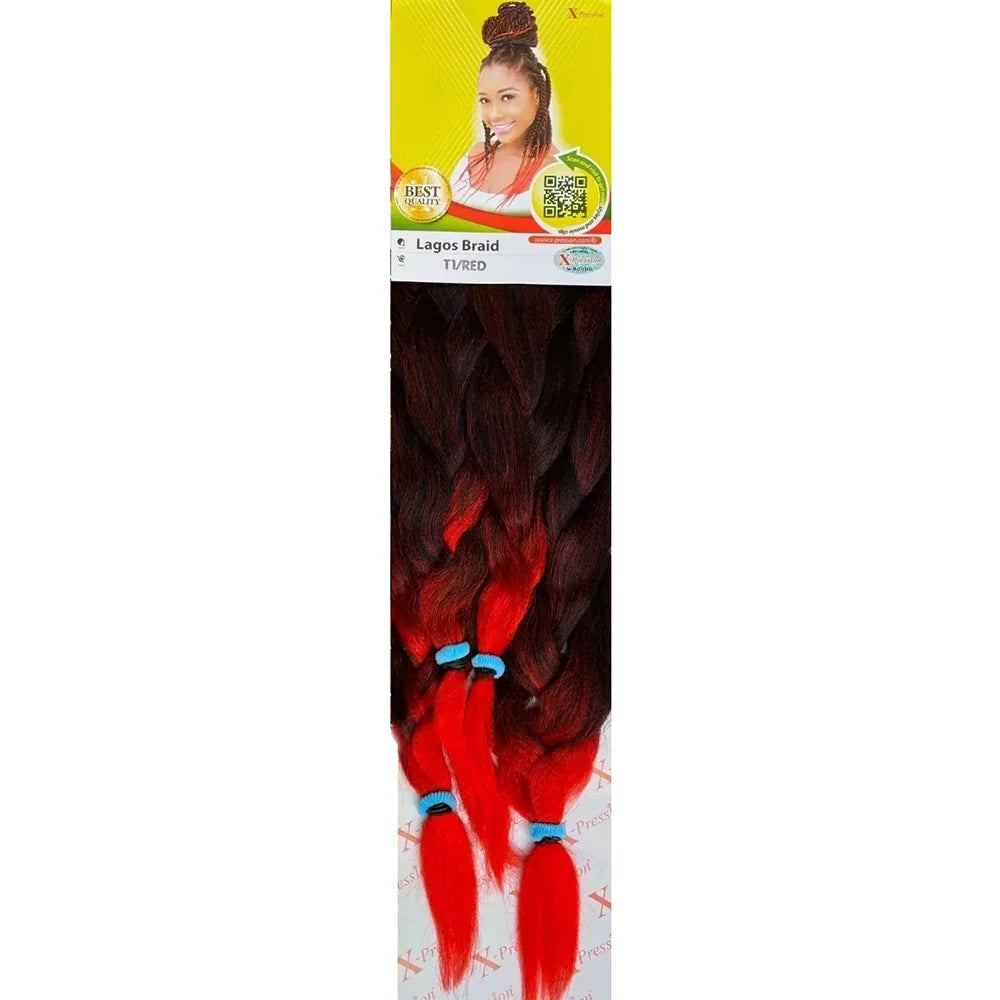 Xpression Lagos Braid Full Voluminous Braids color T1B-RED