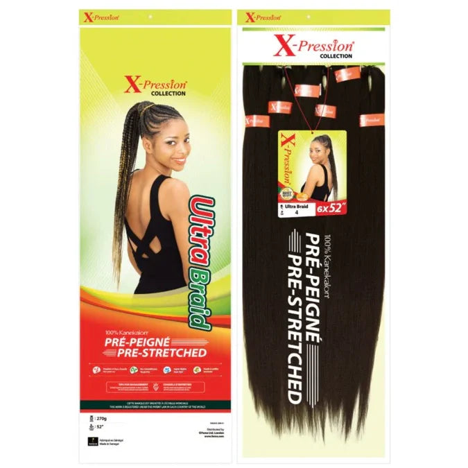 Xpression Pre Stretched ultra braid Hair (6x 52 Inch) color 4