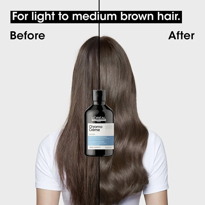 L'Oréal Professionnel Serié Expert Chroma Crème Blue Dyes Shampoo Orange Tone Neutralizing & Colour Correction for Light to M