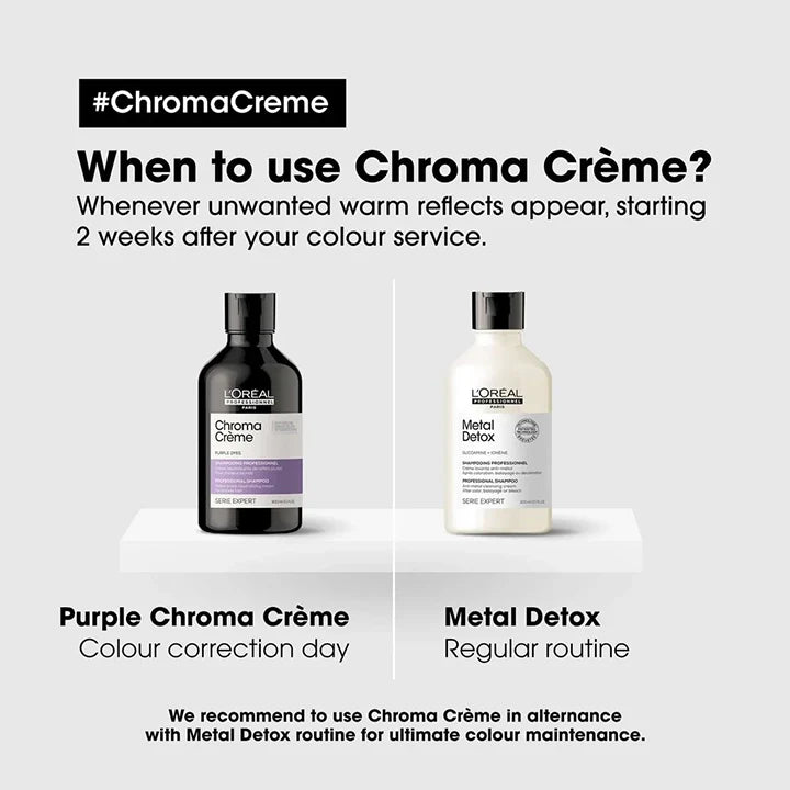 L'Oréal Professionnel Serié Expert Chroma Crème Purple Dyes Shampoo Neutralises Yellow Tones for Highlighted & Blonde Hair 30