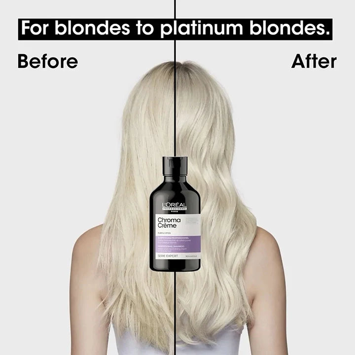 L'Oréal Professionnel Serié Expert Chroma Crème Purple Dyes Shampoo Neutralises Yellow Tones for Highlighted & Blonde Hair 30