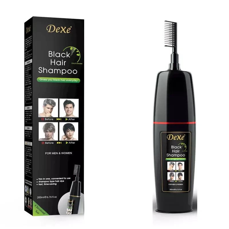 Dexe Black Hair Dye Shampoo for Instant Grey Coverage texture
