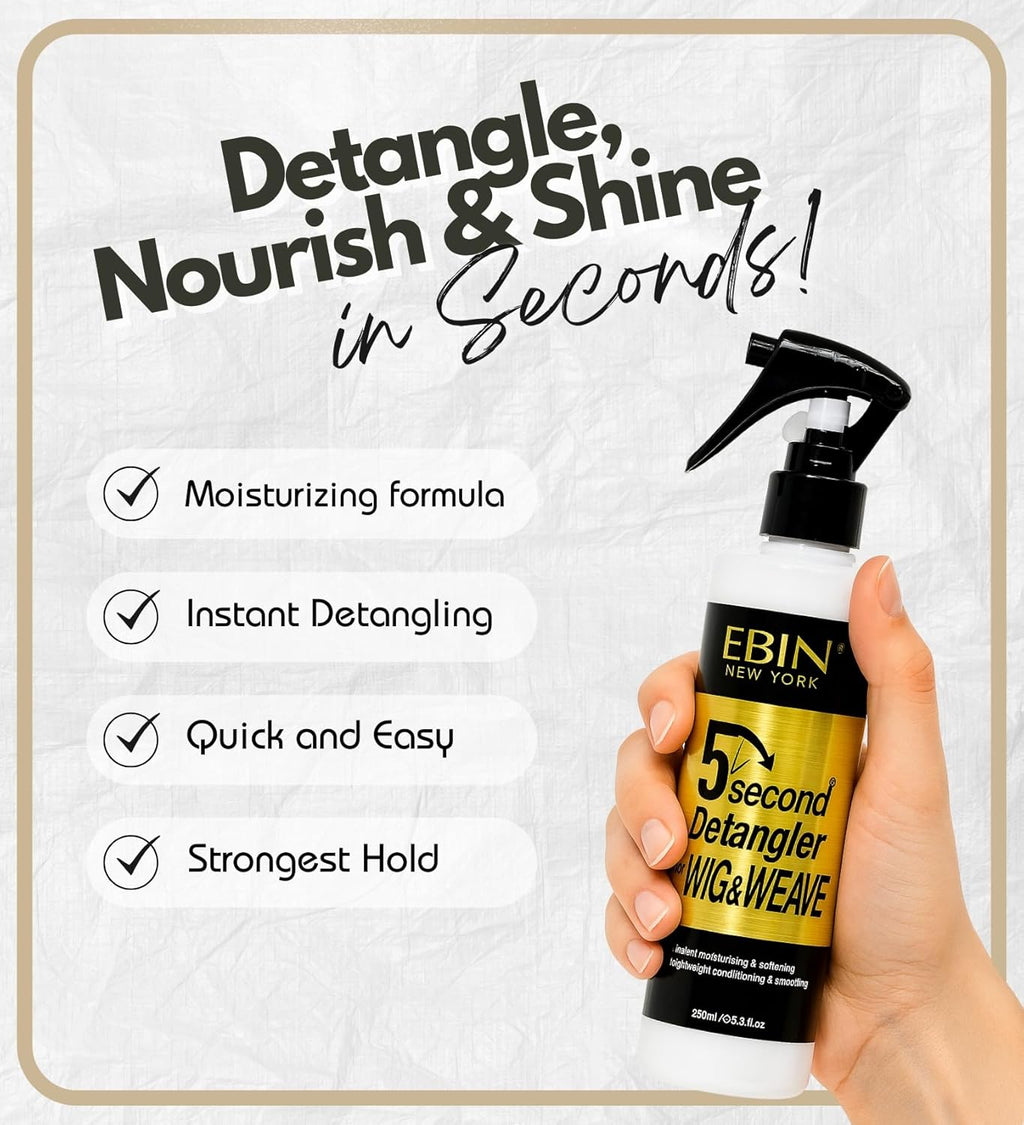 Ebin New York 5 Second Detangler For Wig And Weave - 3 Pack Set