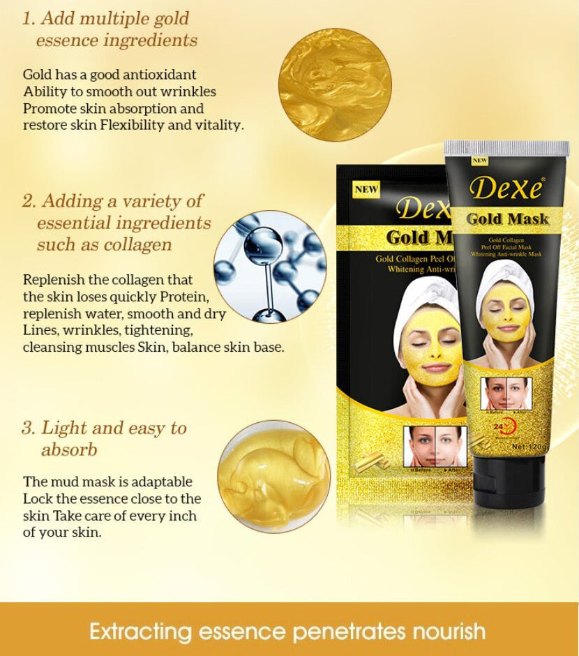 Dexe Gold Facial Mask 120g Luxury Face Treatment With Gold Botanical Extracts