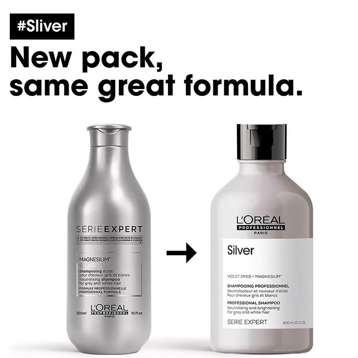 L'Oréal Professionnel Serié Expert Silver Shampoo Neutralises Yellow Tones & Brightens for Grey, White, and Light Blonde Hair