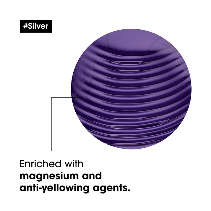 L'Oréal Professionnel Serié Expert Silver Shampoo Neutralises Yellow Tones & Brightens for Grey, White, or Blonde Hair 1500 m