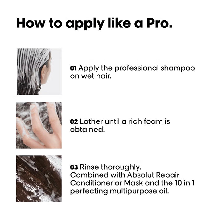 L'Oréal Professionnel Serié Expert Absolut Repair Shampoo for Intense Damage Repair & Nourishment for Dry & Damaged Hair 1500
