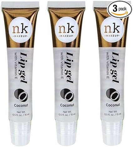 Nicka K Newyork NK lip gloss gel 15ml Vitamin E, Shiny, Nourishes, Lip gel (Coconut, Pack Of 3)