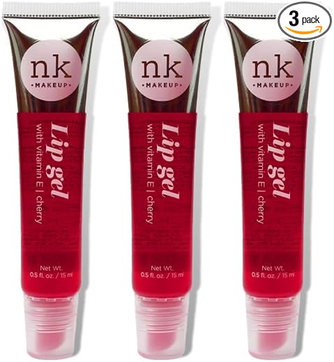 Nicka K Newyork NK lip gloss gel 15ml Vitamin E, Shiny, Nourishes, Lip gel (Cherry, Pack Of 3)
