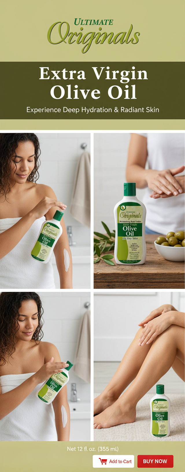Africa's Best Organic Extra Virgin Olive Oil Body Lotion 12oz