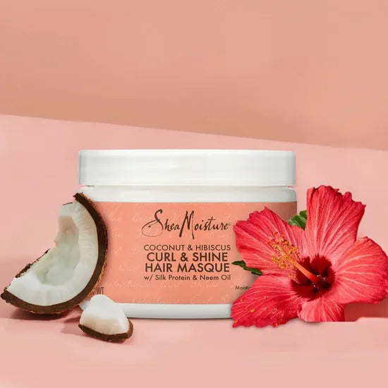 Shea Moisture Coconut & Hibiscus Curl & Shine Hair Masque 12 oz / 355 ml - Transform your curls with Shea Moisture's Coconut 
