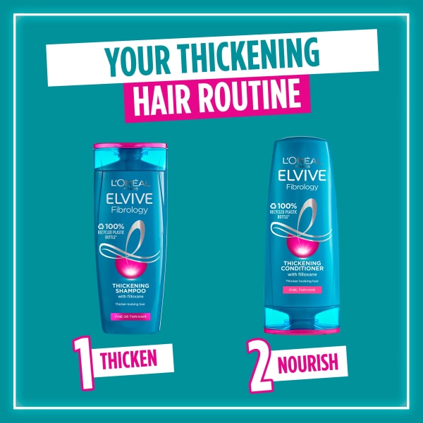 L'Oréal Elvive Fibrology Thickening Conditioner Volumising & Thickening for Fine, Thinning Hair 400ml - Transform fine, thinn