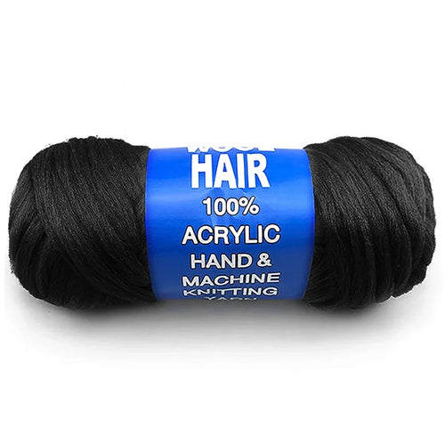 Brazil Wool Hair Acrylic Yarn BLACK - 100 g